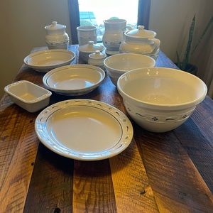 Great pieces for kitchen; great condition; one large bowl with signs of use
